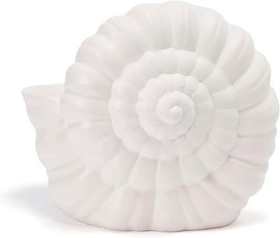 Seashell Succulent Planter Pot, Bowl & Vase, Handmade Conch Detailed White Planter, Large 9.5" Flower Plant Vase, Carved Beach Shell Decor - & Indoor Plants, Gift for Mom