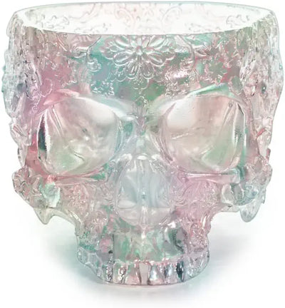 Skull Halloween Candy Bowl, Plant Planter Pot 4" H Polyresin Skulls For Succulents, Sweets Sugar Server Tray, Indoor Outdoor - Skull Serving Bowl, Modern Skeleton Home Goth Trick Or Treat (Iridescent)