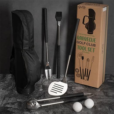 Golf Club 7 Pcs BBQ Tools Gift Set - Father's Day Birthday Gifts for Men Dad, Grill Accessories - for Camping Stainless Steel Utensils Set - Stainless Steel Grilling Birthday Hiking Outdoor Storage