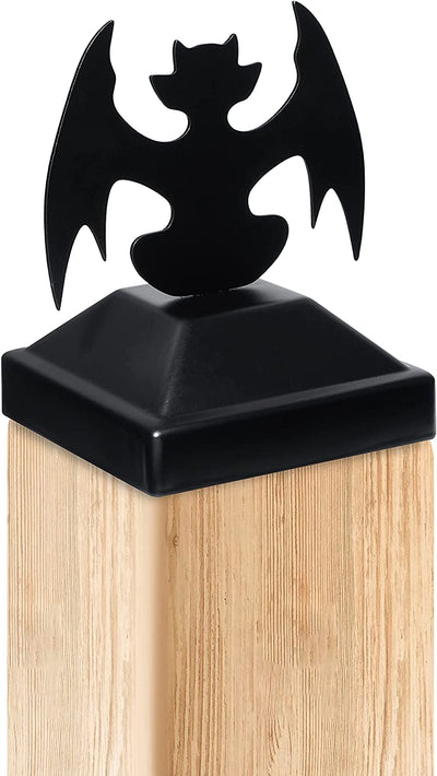 Halloween Bat Ghost Post Cap for 4x4 Wood Fence Post, Light Haloween Fence Decor, Finial Post Topper, Fence Post Caps, Gothic Scary Fence Finials, Garden & Patio Fall Goth Décor, Bat Fence