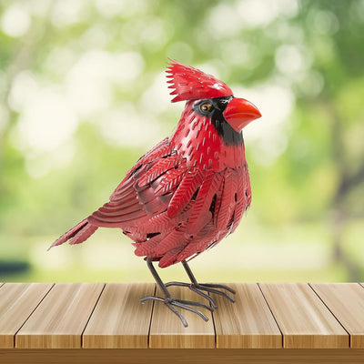 Cardinal Statue Metal Bird Yard Art, Garden Yard Sculpture Art- Red Large Realistic Standing - Outdoor Fall, Winter, Spring, Summer Decoration- Handmade Ornament Decor Mom, Sympathy