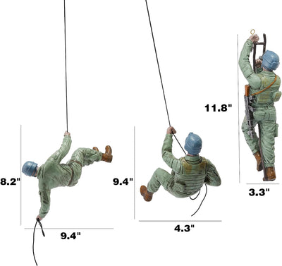 Climbing Man Wall Art, Soldiers Scaling Wall | Set of 3 | Military & Army Modern Room Wall Art Decor Climber Sculpture - Decoration Statue Home & Office Veteran, Ak47, AR15 , Gun Patriotic Gift