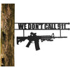 Metal No Trespassing Sign "You're In Range" Gun Metal Door, Wall or Tree Hanger Sign Decoration by GUTE - Metal Wall Art - Outdoor/Indoor Monogram (12.5" Tall, 17.3" Wide, Black) - Hanger, Gun Owners (We Don't Call 911)