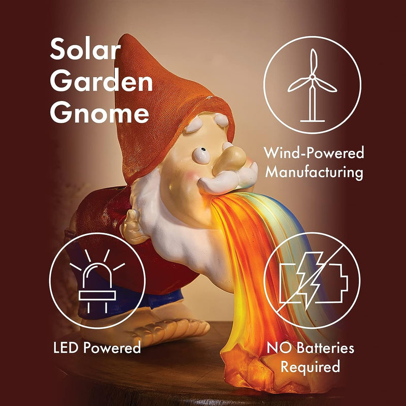 Garden Gnome Throwing up Solar Rainbow