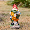 Garden Gnome Statue - Electric Solar Light Up Flower Bouquet Gnome Figurine, Bright Flowers LED Lights, Large Outdoor Decorations - Patio Yard Lawn Porch, Garden Gifts, Ornament Gift