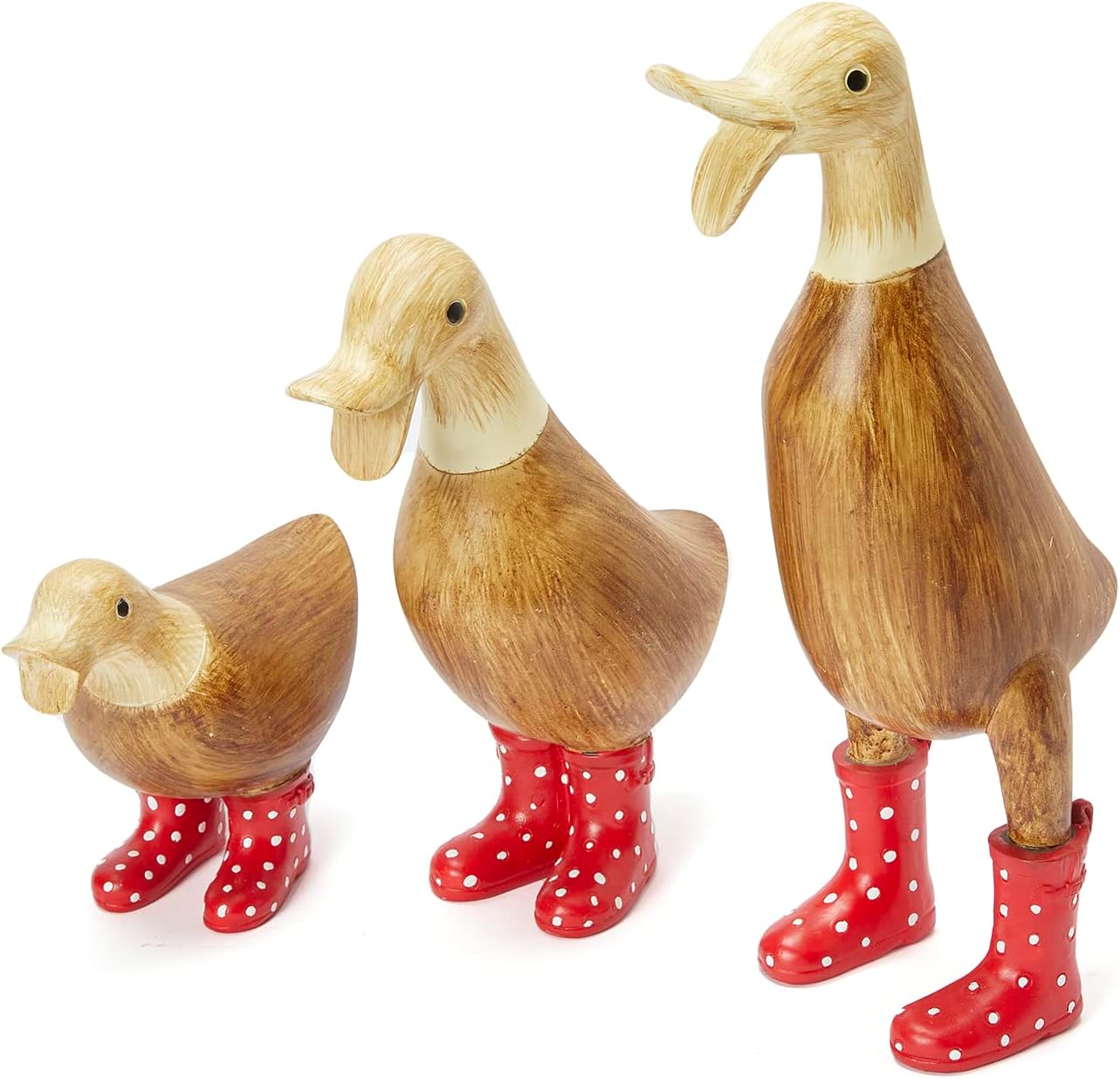 Duck Yard Decorations Yard Art Garden Puddle Ducks with Spotted Wellies Boots, Set of 3 - Garden Decor Statues, Duck Figurine Statue - Waterproof Indoor & Outdoor Lawn Gnome Ornament