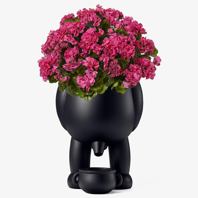 Novelty Peeing Planter Pot - Pour Water and Watch It Come Out The Other End! - Funny Gift Idea, Black Flower, Shrub, Succulent, Greenery Pot - 7" H Spooky Indoor Outdoor Plants & Server Decor (Black)