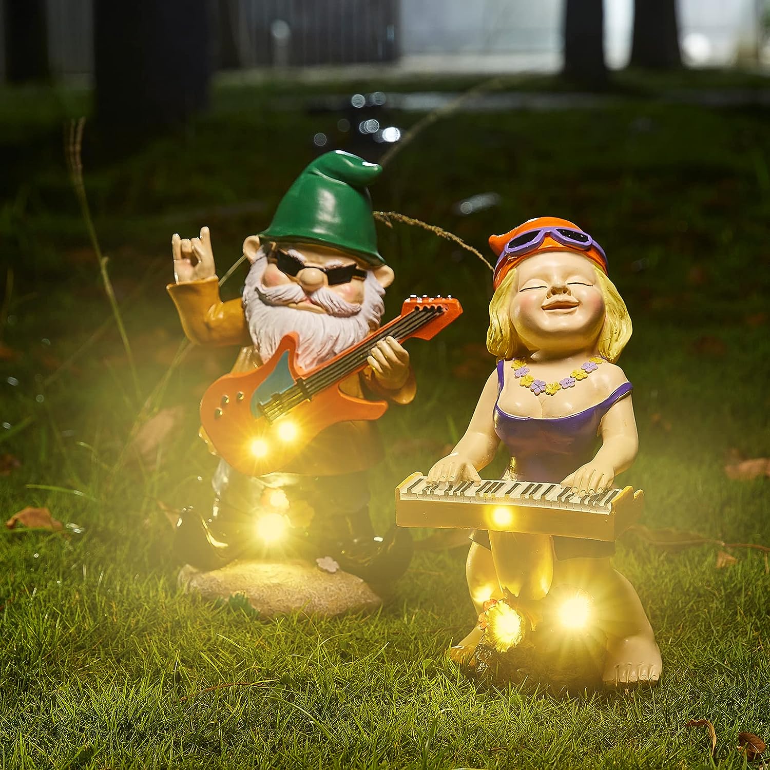 Rock N Roll Musician Gnomes with Solar LED