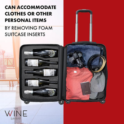 Wine Bottle Suitcase | Holds 10 Standard 750 ML Size Bottles | Universal Airplane Luggage Case, TSA Approved Wheeled Bag For Professionals and Consumers, Gift For Wine Lovers & Connoisseurs (24 IN)