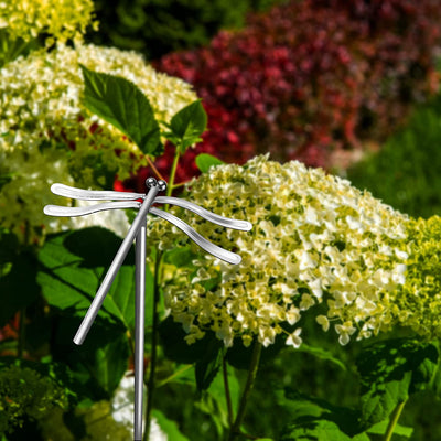 Tall Dragonfly Garden Stake Decor, Silver Metal 30" Tall Garden Decor, Weather Resistant Dragonfly Topper, Spring Garden, Patio, Yard, Flowerbed, Parties Large Dragonfly Garden Decor