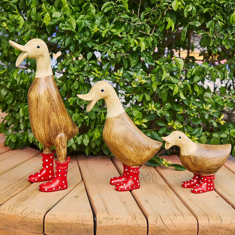 Duck Yard Decorations Yard Art Garden Puddle Ducks with Spotted Wellies Boots, Set of 3 - Garden Decor Statues, Duck Figurine Statue - Waterproof Indoor & Outdoor Lawn Gnome Ornament