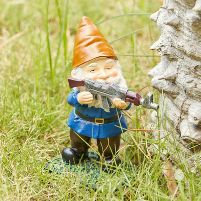 Military Soldier Garden Gnomes | Set of 3 | Gnome Army Combat Soldier Guardian - Lawn Statues Guns, Porch & Yard Art Decor, Hunting, Patriotic, AK47, Gun, Shotgun Lover, Indoor & Outdoor Valentines