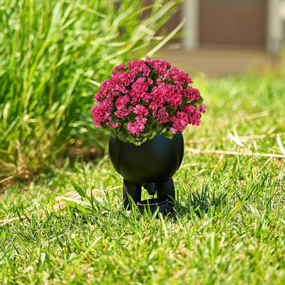 Novelty Peeing Planter Pot - Pour Water and Watch It Come Out The Other End! - Funny Gift Idea, Black Flower, Shrub, Succulent, Greenery Pot - 7" H Spooky Indoor Outdoor Plants & Server Decor (Black)