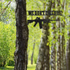 Metal No Trespassing Sign "You're In Range" Gun Metal Door, Wall or Tree Hanger Sign Decoration by GUTE - Metal Wall Art - Outdoor/Indoor Monogram (12.5" Tall, 17.3" Wide, Black) - Hanger, Gun Owners (We Don't Call 911)