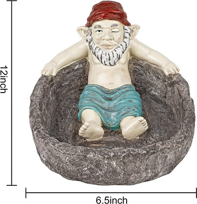 Relaxing Gnome in Pool Garden Sculpture, X-Large - Cute Birdbath & Planter, Funny Elf Sunbathing Decor Statue, Yard Art | Indoor & Outdoor Figurine Pot - Lawn, Patio, Porch Gift - Naughty Garden Elf