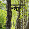 Metal No Trespassing Sign "You're In Range" Gun Metal Door, Wall or Tree Hanger Sign Decoration by GUTE - Metal Wall Art - Outdoor/Indoor Monogram (12.5" Tall, 17.3" Wide, Black) - Hanger, Gun Owners (Fck Around And Find Out)