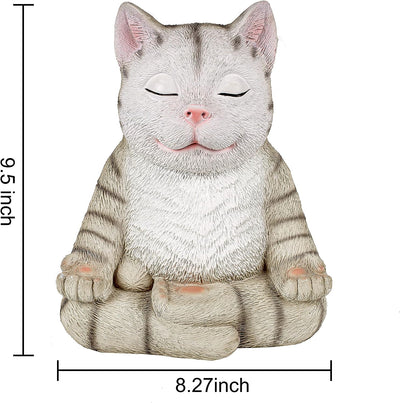 Meditating Zen Garden Cat Statue Sculpture Figurine - Large Gardens Decor Figurine, Yoga Lover Gift, Waterproof Jared Leto Met Gala Indoor Outdoor Lawn Kitten Funny Decoration 9.5" H Mom & Grandma