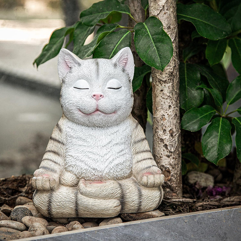 Zen Garden Cat Statue Sculpture Figurine